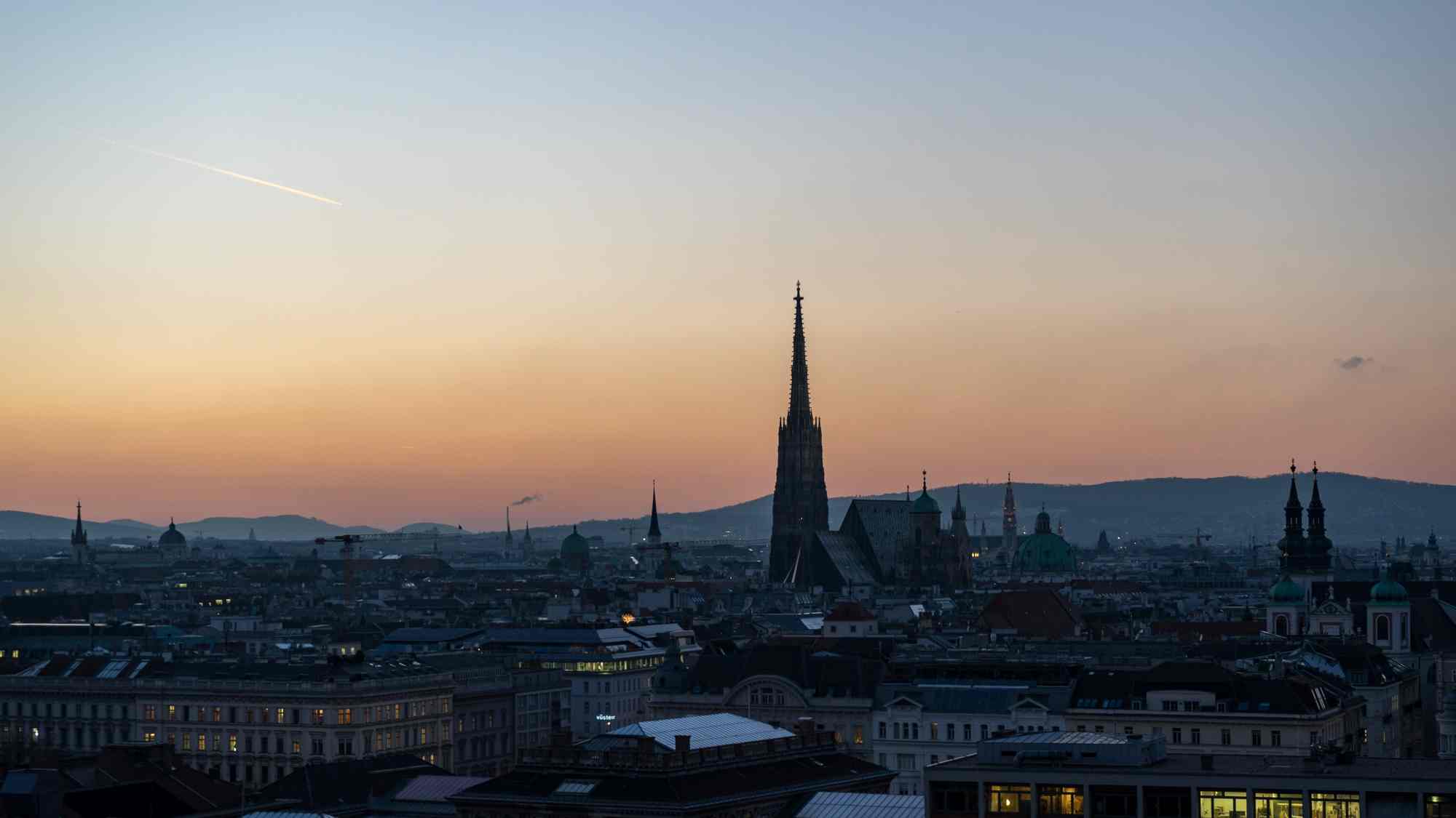 Vienna rooftops at dusk