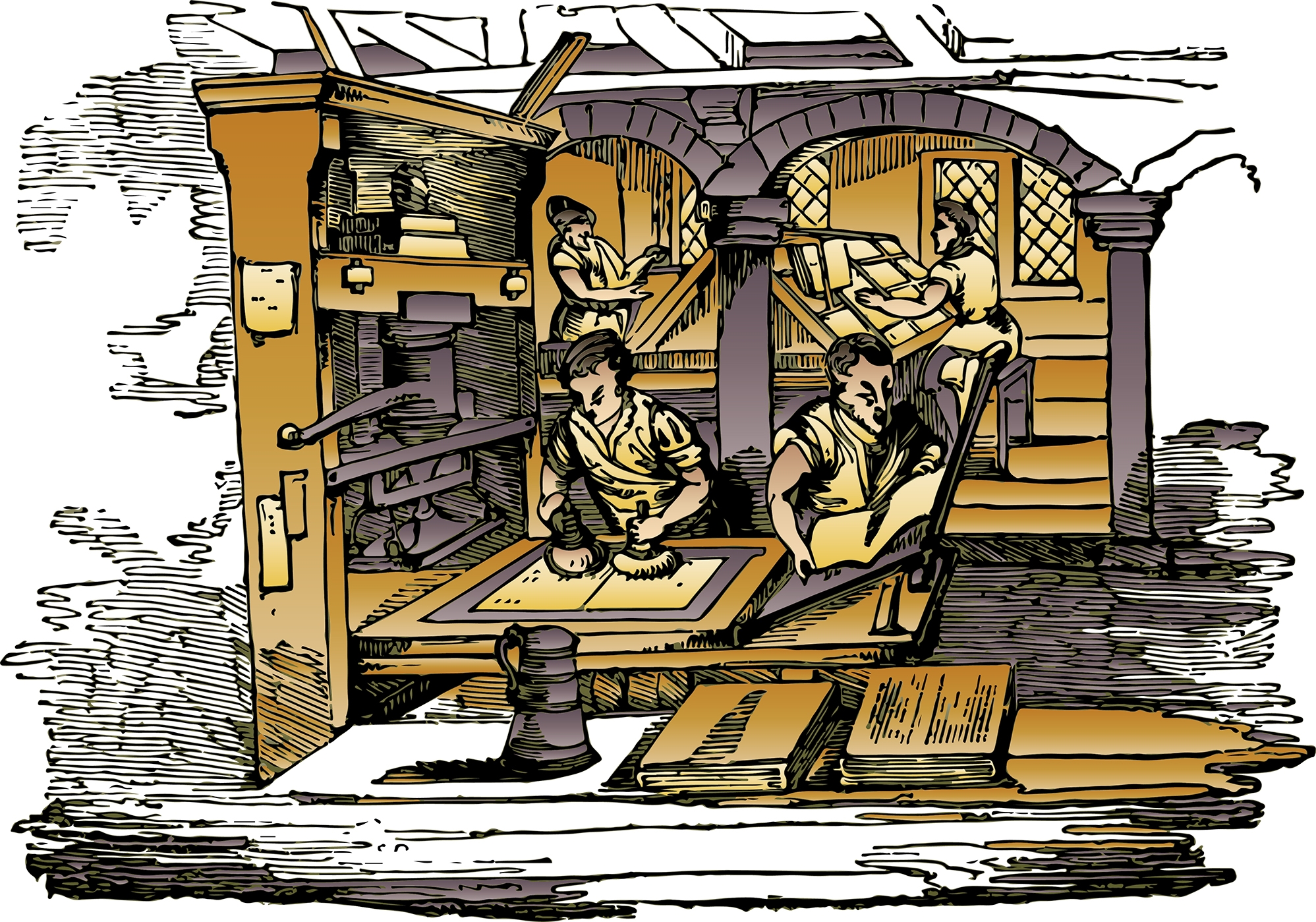 ancient printing press and printers