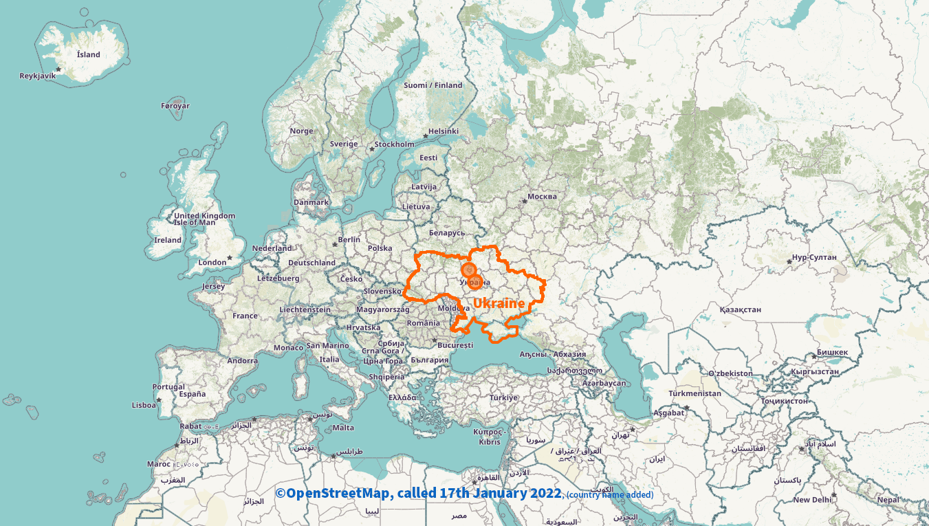 image of map of Russia, Europe Ukraine marked