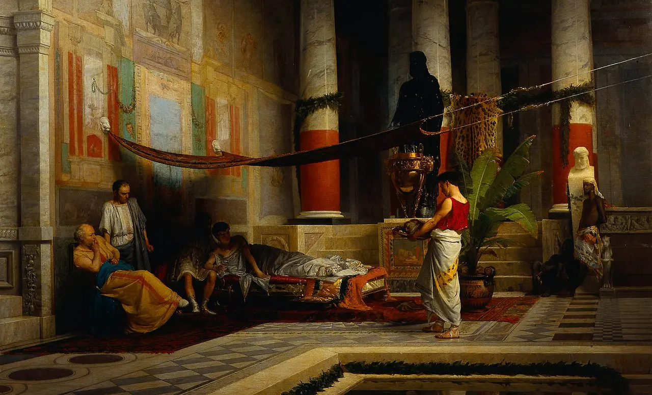 Painting of Poppea and Nero Having the Head of Octavia Brought Forward to Them by Giovanni Muzzioli