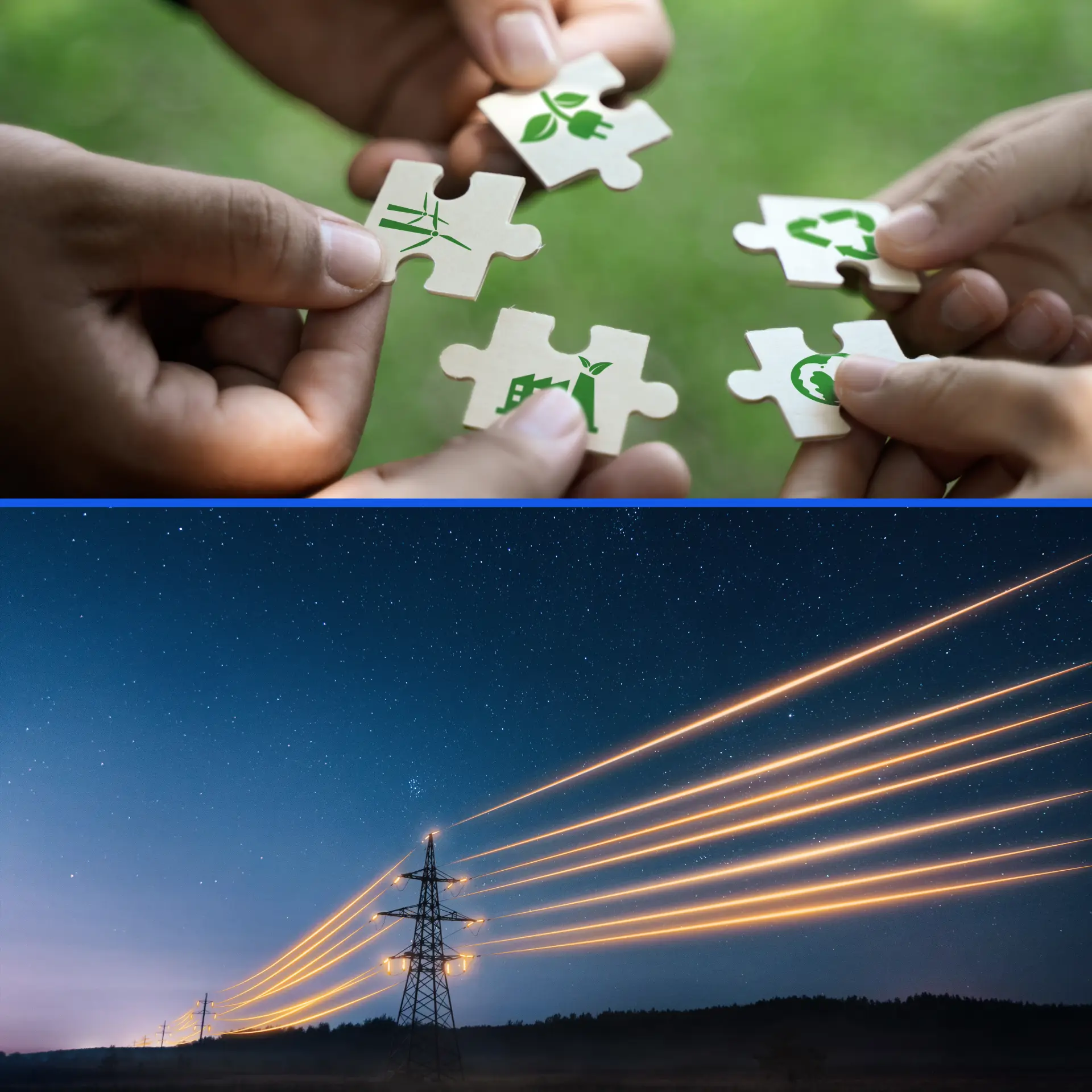 Collage aus zwei Bildern, die Nachhaltigkeit und Umweltschutz zum Thema haben.