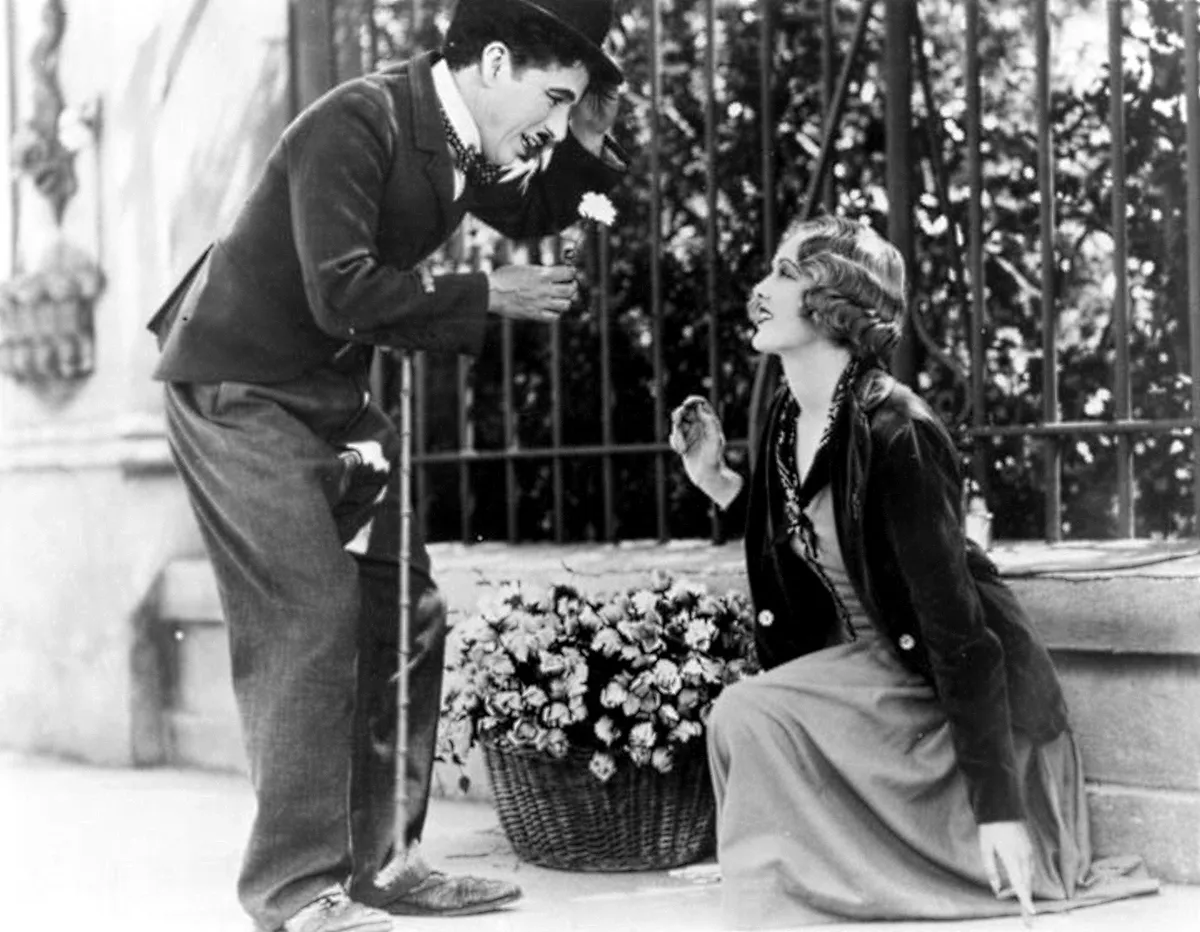 A scene from the Chaplin movie "City Lights"